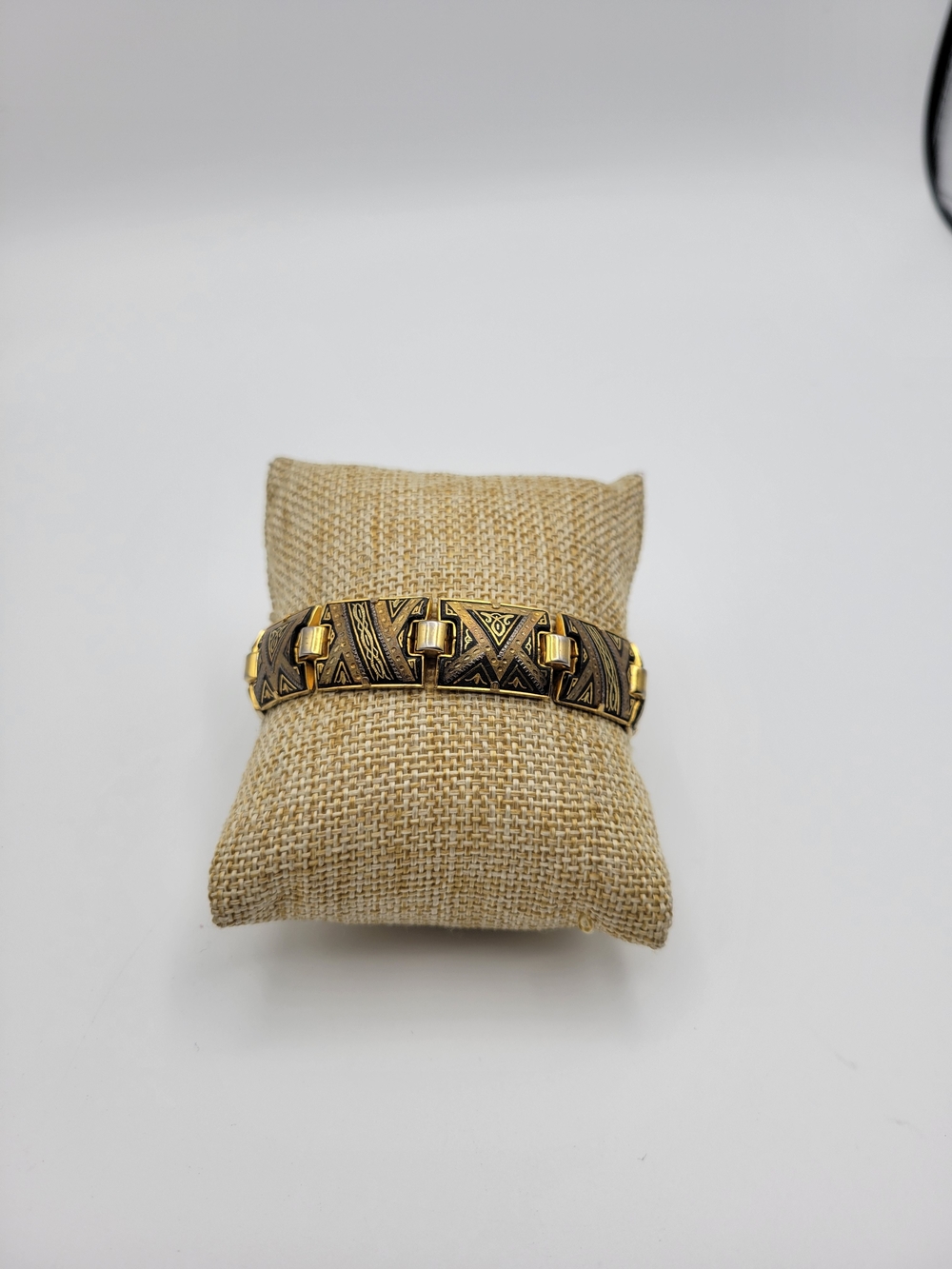 Vintage Spanish Damascene Gold tone Intricate Detailed link Bracelet